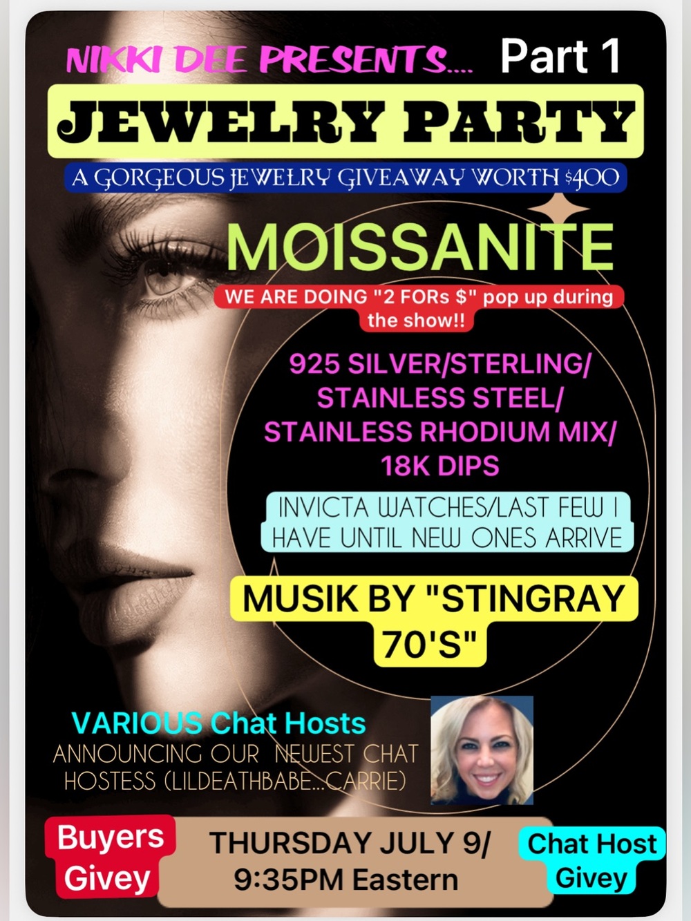 JEWELRY PARTY/ MOISSANITE/925 SILVER/STERLING/GEMS/STAINLESS MIX/ GIVEYS/MUSIK